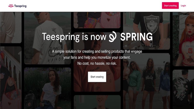 Teespring homepage