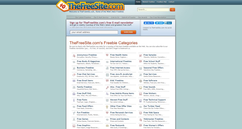 the free site home page