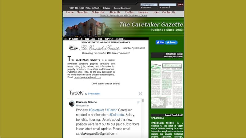 The Caretaker Gazette homepage