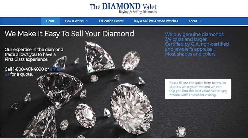 the diamond valet homepage