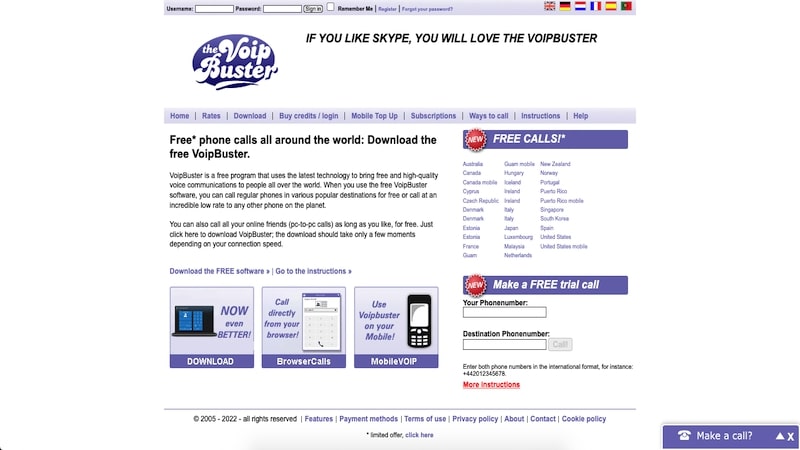 VoipBuster homepage