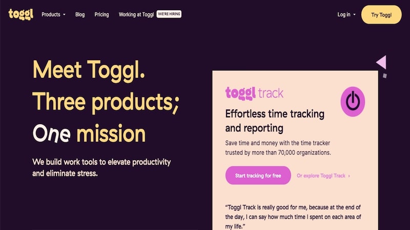 Toggl homepage