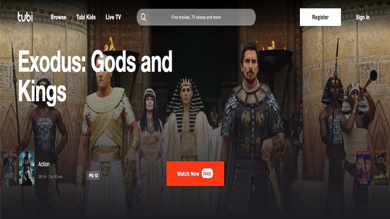 Tubi TV home page