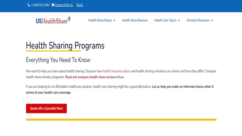 US Healthshare homepage