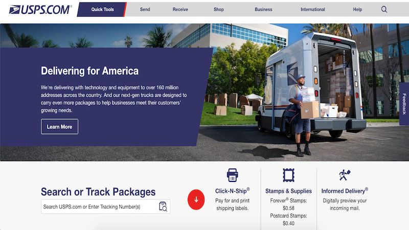 USPS home page
