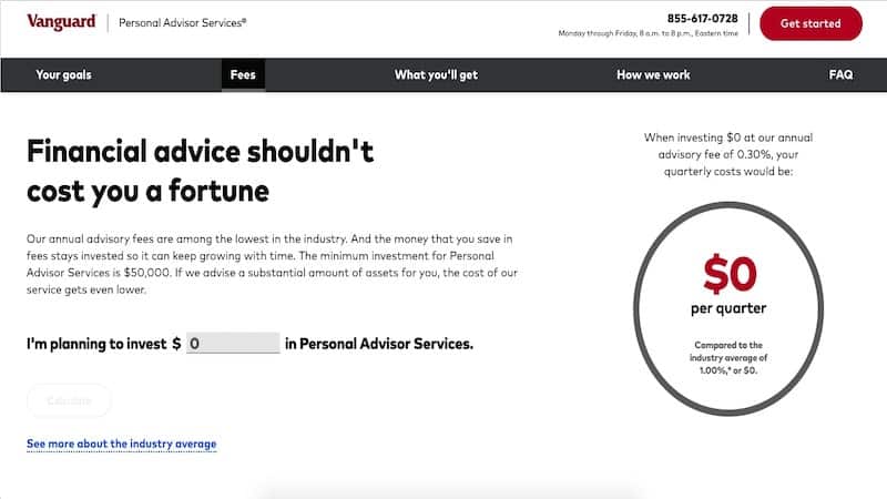 Vanguard Personal Advisor Services fee