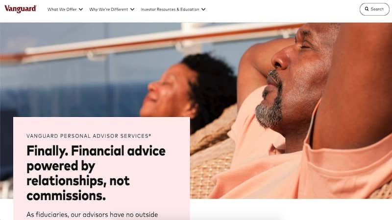 Vanguard Personal Advisor Services homepage