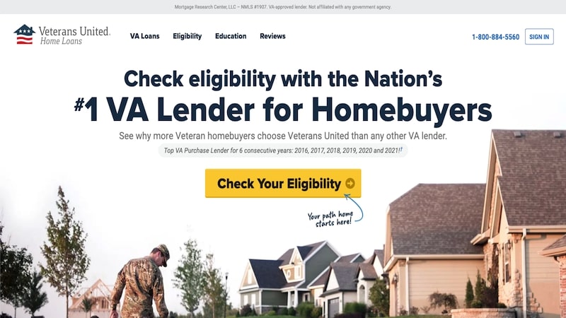 Veterans United Home Loans homepage