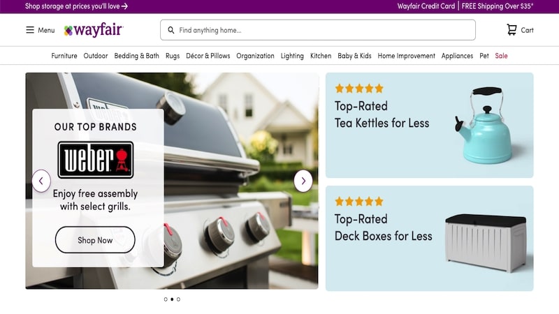 Wayfair homepage