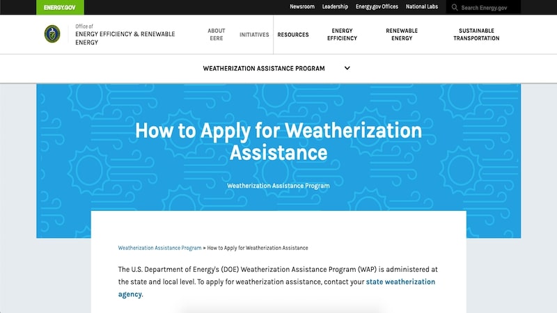 Weatherization Assistance Program homepage