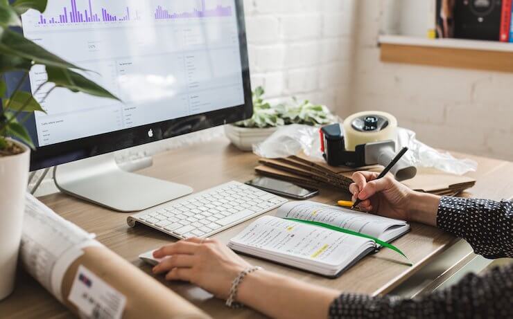 Woman looking at what products sell well on her website