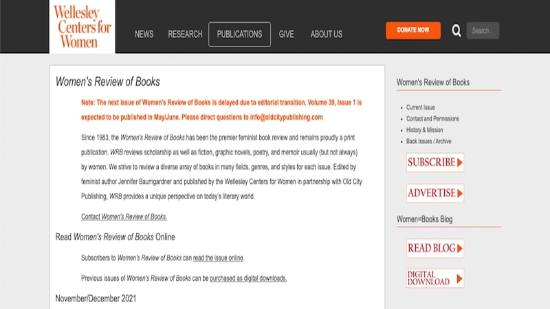 Women’s Review of Books home page