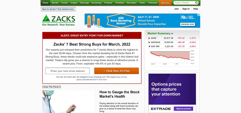 zacks home page