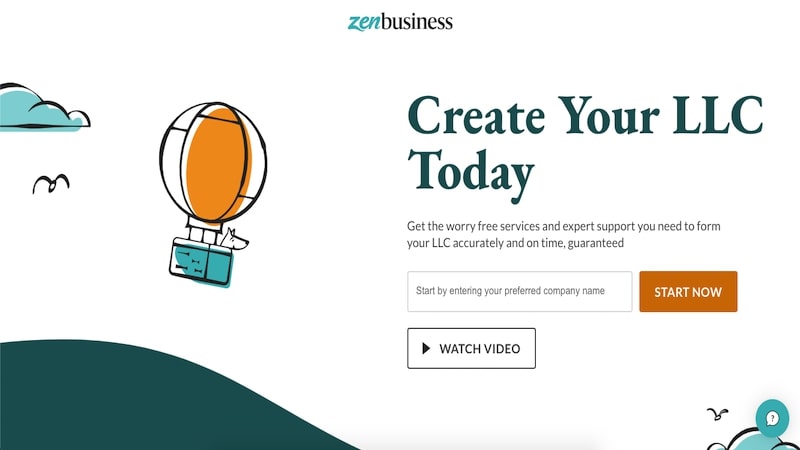 ZenBusiness homepage