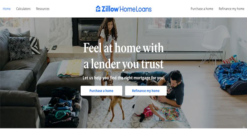 Zillow home loans homepage